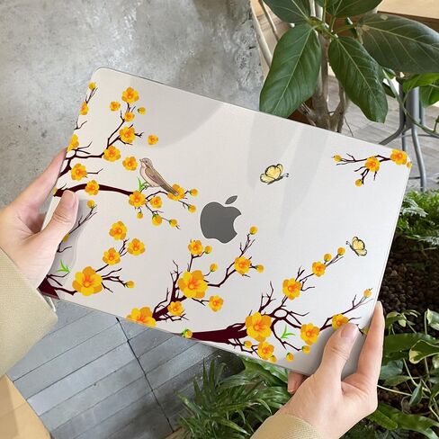 for MacBook Air 13.6" M4 Case 2025 2024 2022 Released A3240/A3113 M3/A2681 M2, Laptop Case with Keyboard Cover & Screen Protector & OTG Adapter & 2 Webcam Covers, Peach Flower in Saudi Arabia