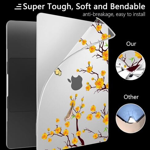 for MacBook Air 13.6" M4 Case 2025 2024 2022 Released A3240/A3113 M3/A2681 M2, Laptop Case with Keyboard Cover & Screen Protector & OTG Adapter & 2 Webcam Covers, Peach Flower in Saudi Arabia