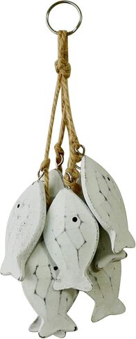 CVHOMEDECO. 3 Inches Hand Carved Wood Fish Hanging with Jute Rope Nautical Decorated, Mediterranean Style for Wall Hanging Gift Crafts, Red, 8 pcs/Set (Fish) in Saudi Arabia