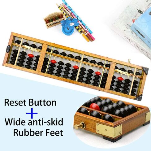 Vintage Style Wooden Abacus Soroban 17 Colum(15in) Professional Abacus for Adults Kids with Guide Handbook and Reset Button, Anti-Skid Rubber Fee in Saudi Arabia