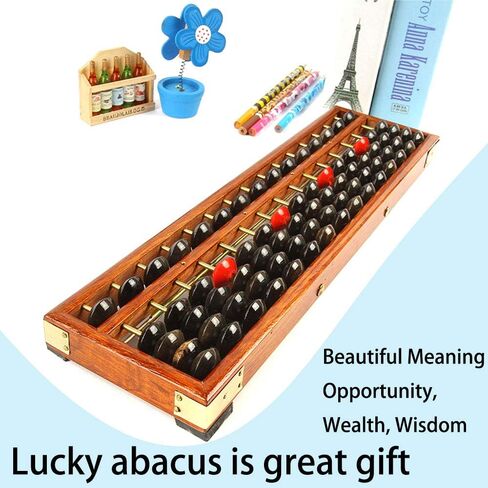 Vintage Style Wooden Abacus Soroban 17 Colum(15in) Professional Abacus for Adults Kids with Guide Handbook and Reset Button, Anti-Skid Rubber Fee in Saudi Arabia