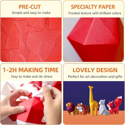 ORIGAMIPLANET 3D Red Fox Origami Paper Kit, Creative Origami Toys Gifts for Teens Tweens&Adults, Cute Animal 3D Models Decorative Paper Craft Set, Unique DIY Handmade Papercraft Kits for Families in Saudi Arabia