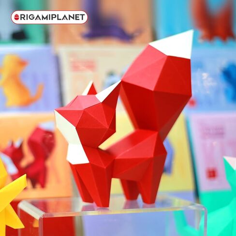 ORIGAMIPLANET 3D Red Fox Origami Paper Kit, Creative Origami Toys Gifts for Teens Tweens&Adults, Cute Animal 3D Models Decorative Paper Craft Set, Unique DIY Handmade Papercraft Kits for Families in Saudi Arabia