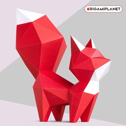 ORIGAMIPLANET 3D Red Fox Origami Paper Kit, Creative Origami Toys Gifts for Teens Tweens&Adults, Cute Animal 3D Models Decorative Paper Craft Set, Unique DIY Handmade Papercraft Kits for Families in Saudi Arabia