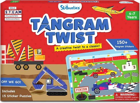Skillmatics Tangram Puzzles - Vehicles, STEM Games, Educational Learning Toys, 150+ Foam Tangram Stickers, Brain Teasers, Arts & Crafts for Boys & Girls, Gifts for Ages 4, 5, 6, 7 in Kuwait