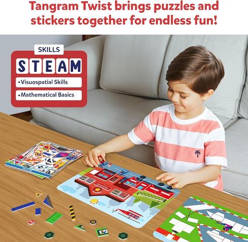 Skillmatics Tangram Puzzles - Vehicles, STEM Games, Educational Learning Toys, 150+ Foam Tangram Stickers, Brain Teasers, Arts & Crafts for Boys & Girls, Gifts for Ages 4, 5, 6, 7 in Kuwait