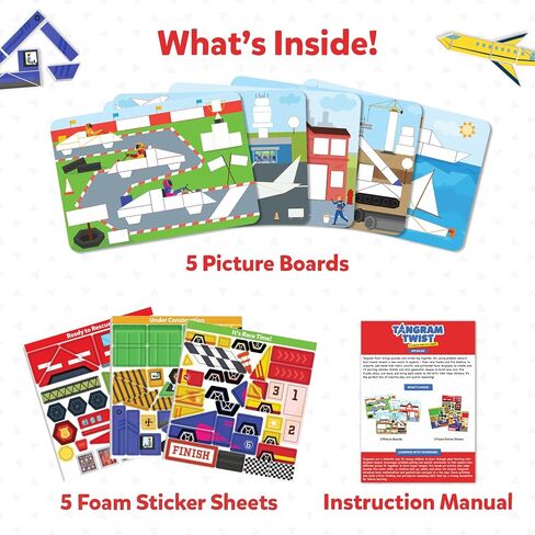 Skillmatics Tangram Puzzles - Vehicles, STEM Games, Educational Learning Toys, 150+ Foam Tangram Stickers, Brain Teasers, Arts & Crafts for Boys & Girls, Gifts for Ages 4, 5, 6, 7 in Kuwait