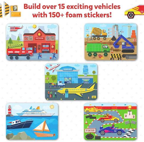 Skillmatics Tangram Puzzles - Vehicles, STEM Games, Educational Learning Toys, 150+ Foam Tangram Stickers, Brain Teasers, Arts & Crafts for Boys & Girls, Gifts for Ages 4, 5, 6, 7 in Kuwait