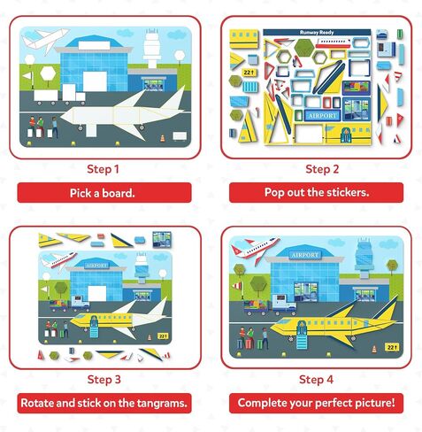 Skillmatics Tangram Puzzles - Vehicles, STEM Games, Educational Learning Toys, 150+ Foam Tangram Stickers, Brain Teasers, Arts & Crafts for Boys & Girls, Gifts for Ages 4, 5, 6, 7 in Kuwait
