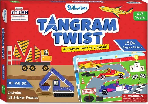 Skillmatics Tangram Puzzles - Vehicles, STEM Games, Educational Learning Toys, 150+ Foam Tangram Stickers, Brain Teasers, Arts & Crafts for Boys & Girls, Gifts for Ages 4, 5, 6, 7 in Kuwait