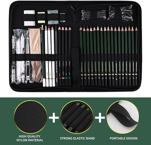 Xin Bowen 43 Pack Sketch Pencils for Drawing Kit Sketching Set with Sketchbook, Pencils, Charcoal, Graphite and More for Artists, Professionals or Beginners in Saudi Arabia