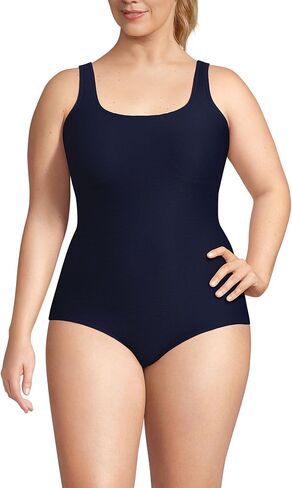 Lands' End Womens Chlorine Resistant Tugless Tank Soft Cup One Piece Swimsuit BlackBerry Long Torso 18 in Saudi Arabia