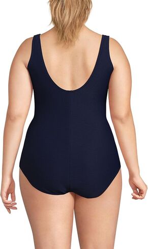 Lands' End Womens Chlorine Resistant Tugless Tank Soft Cup One Piece Swimsuit BlackBerry Long Torso 18 in Saudi Arabia