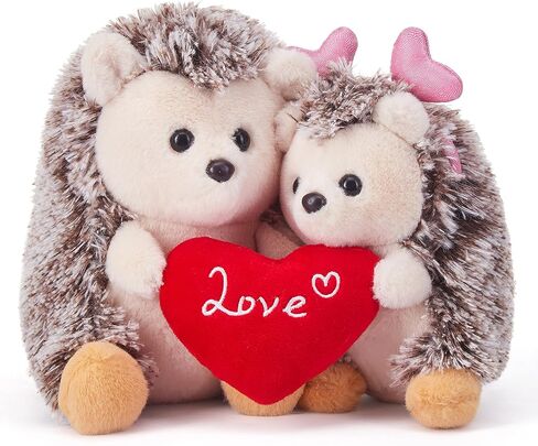 IKASA Hedgehog Stuffed Animal Plush Toy Holding Heart with Love for Valentine Day,7.8" Pair of Cute Soft Small Toys,Gifts for Girlfriend in Saudi Arabia