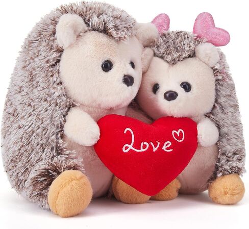 IKASA Hedgehog Stuffed Animal Plush Toy Holding Heart with Love for Valentine Day,7.8" Pair of Cute Soft Small Toys,Gifts for Girlfriend in Saudi Arabia
