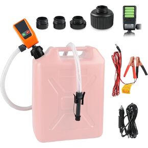 Fuel Transfer Pump with Auto-stop Sensor Leak Protection, 3.2GPM Gasoline Transfer Pump Battery Powered/12 Volt with 4 Tank Adapter, 51" Hose 3 Power Modes Liquid Gas Pump for Diesel, Oil