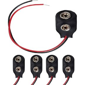 9V Battery Connector 3 Pack, I-Type 2DPH 9 V Battery Clip-9V Battery Buckle Connector Hard Buckle Plastic Housing and Wires Leads Iength 5.9 inches