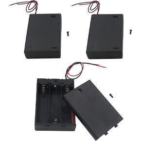 3Pcs 3 AA Battery Holder with Switch, 4.5V Battery Holder with Switch, 3X 1.5V AA Battery Holder Case with Wire Leads and ON/Off Switch(3 Pack)