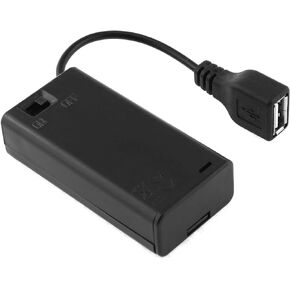 USB Female Socket 2 AA Battery Case Box Holder with ON-Off Switch and