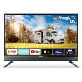 SYLVOX Smart RV TV, 32" 12V TV for RV Camper 1080P DC/AC Powered Television, Newest Google TV, Support Download APPs, Google Assistant, Bluetooth WiFi, Smart TV for Home Car Campervan Truck