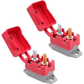 2PCS DC 12V - 24V Car Automatic Reset Circuit Breaker, Universal for Vehicles, SUV, Truck, RV, Marine Boat, Auto 30 Amps Circuit Breaker Manual Reset with Red Boot Cover Stud Bolt