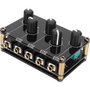 4 Channel Stereo Audio Mixer, Low Noise RCA Input and Output Mini Passive Live Studio Console Recording, for Mixing Instruments, CD Players, Tape Players, Computers, etc