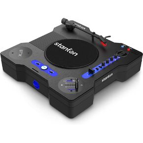 Stanton STX - Portable Scratch DJ Turntable with Innofader Nano Crossfader, Bluetooth, Pitch Slider, USB Recording, Speaker, 2 Rechargeable Batteries