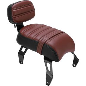 Aramox Motorcycle Rear Passenger Seat with Backrest Kits Leather+Steel Replacement for Indian Scout Bobber 2018?2021(Black)