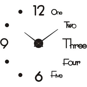 DIY Wall Clock Modern Large 3D Wall Clock Mirror Stickers Home Office Decor,Silver