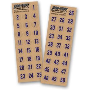 Number Decals for Helmets (Football, Lacrosse, Baseball, Softball, Hockey) 1-50, 50 Stickers (Red) in Kuwait