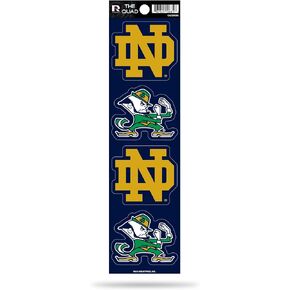 Rico Industries NCAA Notre Dame Fighting Irish Die Cut The Quad Sticker Sheet, 3.00" x 11.00", Team Color, 4-Piece