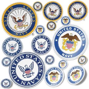 US Navy Emblem Logo Sticker Vinyl Decal Laptop Water Bottle Car Scrapbook Officially Licensed United States (Sheet - 3 Seals)