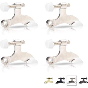 Hinge Pin Door Stopper Black 4 Pack, Adjustable Head Screw Heavy Duty Door Stopper Wall Protector, Door Stops Hinge Pin Convenient Easy Installation Rubber Bumper Tips Prevent Wall Damage