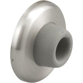Prime-Line J 4540 Wall Stop – Protects Walls from Door Knob Damage – 2-5/16" Outside Diameter Stainless Steel Cover with 1-1/8" Gray Round Rubber Bumper – Easy To Install (Single Pack)
