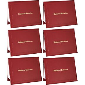 6 Pack Diploma Cover 8.5 x 11 Inch Imprinted Diploma of Graduation Certificate Covers Leatherette Diploma Holders for High School University Grad Days Graduation GED Diploma Folder (Black)
