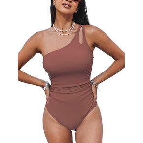 CUPSHE Women's One Piece Swimsuit Tummy Control Bathing Suit One Shoulder Cutout Slimming Swimwear