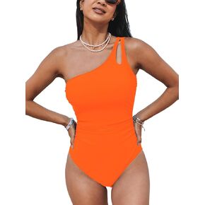 CUPSHE Women's One Piece Swimsuit Tummy Control Bathing Suit One Shoulder Cutout Slimming Swimwear