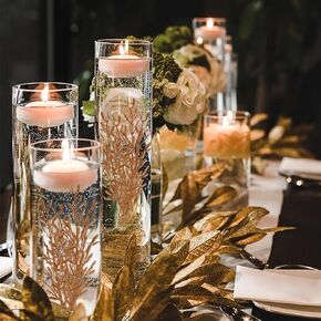 36Pcs Faux Flowers for Floating Candles, Floating-Effect Flowers for Vase Filler, Cylinder Vase Fillers Centerpiece Table Deocrations for Wedding, Party, Event, Home, Restaurant (Ivory)
