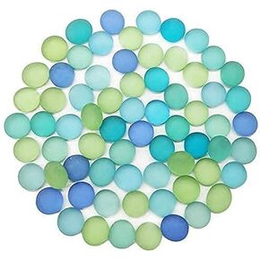 9+ Opal Colored Glass Gems Flat Marble Mosaics for Crafts,Vase Fillers,Aquarium Pebbles,Coffee Table Decor,Stepping Stone Beads,Mancala Board Game Replacement,Garden Landscape,1 LB