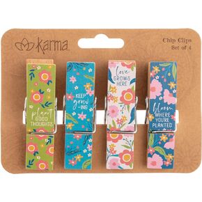 Karma Chip Clips - Bag Clips - Potato Chip Bag Clips - Colorful and Fun Bag Clips for Food and Storage - One Size - Floral