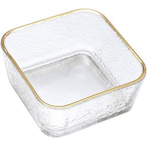 Paper Clip Holder Glass Bowl with Gold Rim Hammered Texture Paperclips Elegant Desk Organizer Accessories
