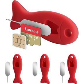 4 Pack SIM Card Removal Tool with Built-in SIM Card Storage - SIM Card Holder Contains Eject Pins Needle Opener Ejector Compatible with iPhone, Samsung, and More Cell Phones (4 Pack, Multi-Color)