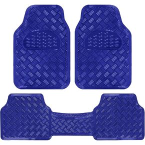 BDK MT-643-BL Metallic Bling Design Car Floor Mats - 3-Piece Set of Heavy Duty All Weather with Rubber Backing Fits Car Truck Van SUV (Blue)