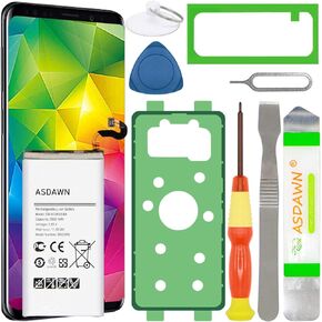 Galaxy S8 Battery Replacement, EB-BG950ABA EB-BG950ABE Battery for Samsung Galaxy S8 G950 G950U/U1/A/T/P/V/R4/W/F with Repair Tools+Back Cover Adhesive+Battery Adhesive+Installation Instruction