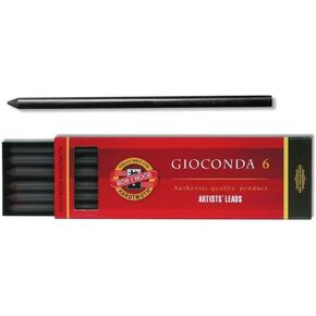 Koh-I-Noor 6 Gioconda Negro 5.6 mm Black Drawing Leads. 4345/3 Hard
