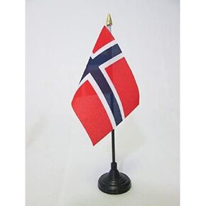 AZ FLAG Norway Table Flag 4'' x 6'' - Norwegian Desk Flag 15 x 10 cm - Golden Spear top