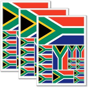South Africa Flag Sticker South African Decal in Multiple Sizes (3 Pack, 11.7 x 8.3 Inches)