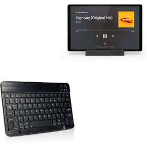 لوحة مفاتيح BoxWave متوافقة مع Lenovo Tab M10 FHD Plus (الجيل الثاني) - لوحة مفاتيح بلوتوث SlimKeys، لوحة مفاتيح محمولة مع أوامر مدمجة لجهاز Lenovo Tab M10 FHD Plus (الجيل الثاني) - أسود لامع