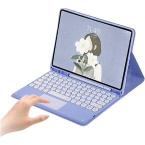 AnMengXinLing Galaxy Tab A8 10.5 Inch 2022 Keyboard Case with Touchpad,Ultra Thin Detachable Keyboard Leather Folio Smart Cover for Model A8 SM-X200 SM-X205, Blue