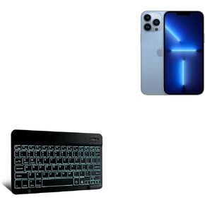 لوحة مفاتيح BoxWave متوافقة مع Apple iPhone 13 Pro Max - لوحة مفاتيح بلوتوث SlimKeys - مع إضاءة خلفية، لوحة مفاتيح محمولة مع إضاءة خلفية مريحة لهاتف Apple iPhone 13 Pro Max - أسود